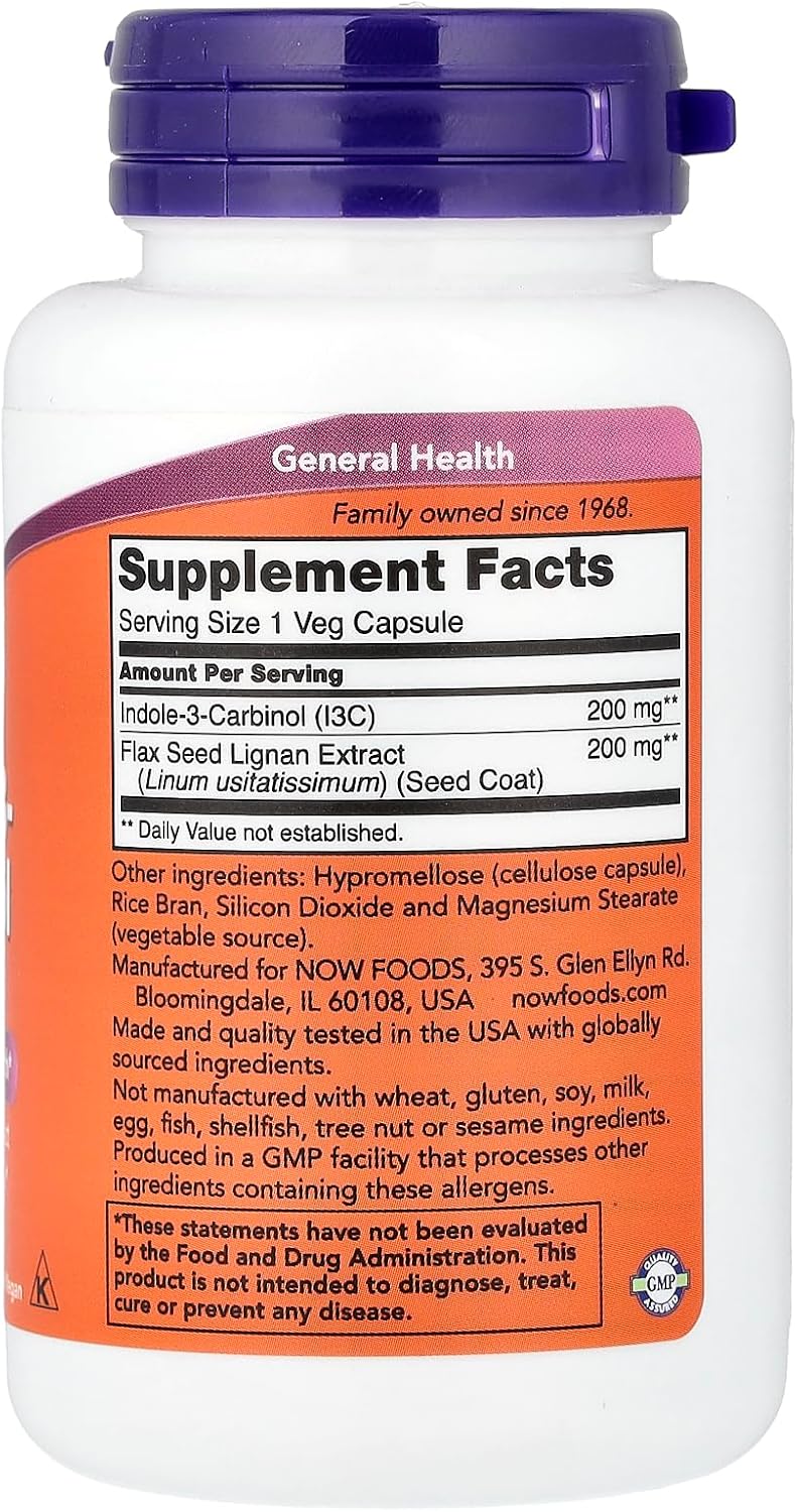 NOW Foods Indol-3-Carbinol 200 mg - 60 Cápsulas Vegetales