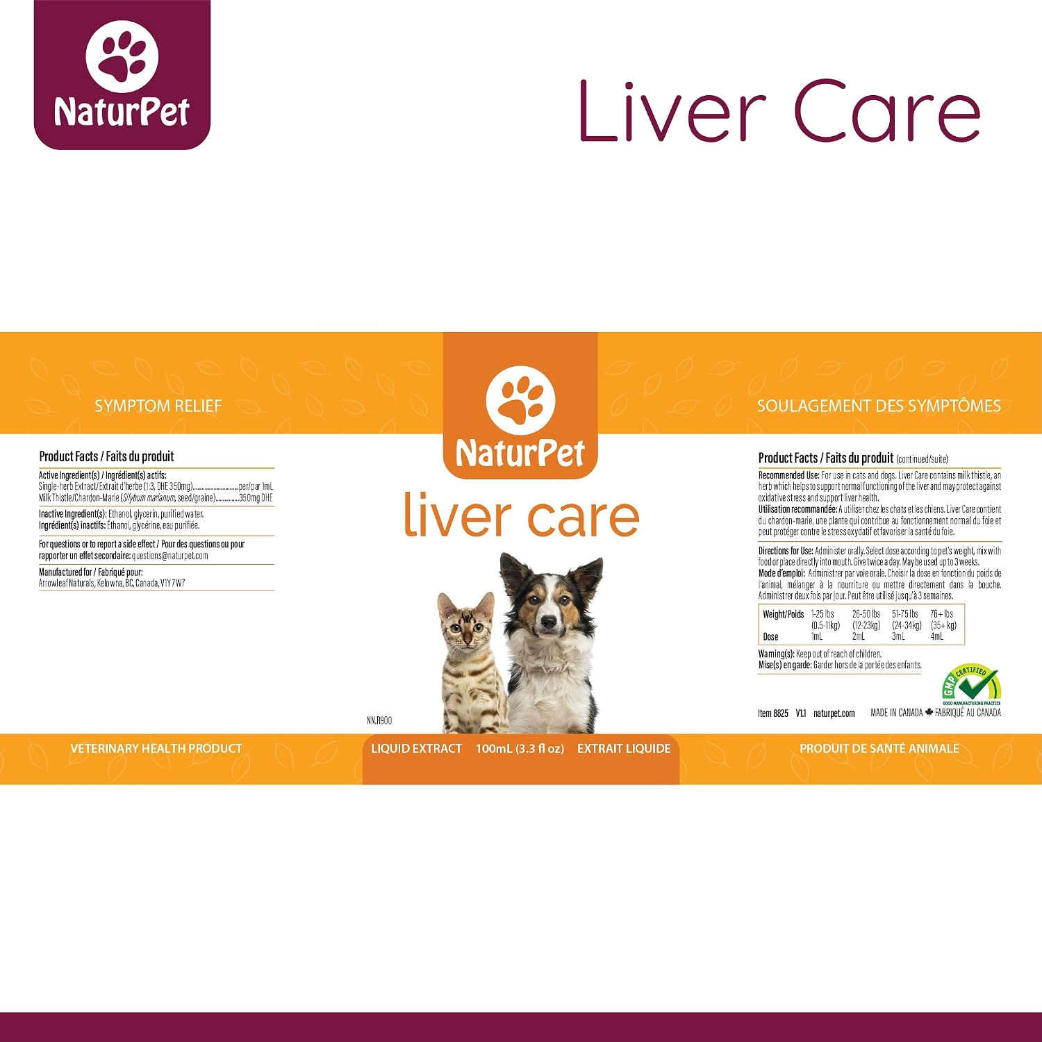 Arrowleaf Pet Liver Care para Perros y Gatos | Tintura Herbal de Cardo Mariano | 100 mL