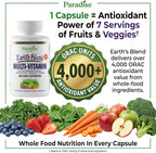 Paradise Herbs Earth's Blend Multivitamínico Diario con Hierro, 48 Superalimentos Orgánicos, Probióticos, Antioxidantes, Vitaminas A, B12, C, D, K2, 30 Cápsulas