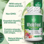 Whole Food Multivitamin for Men and Women - Complete Daily Superfood Vitamins Plus Minerals, Digestive Enzymes, Probiotics and Omegas