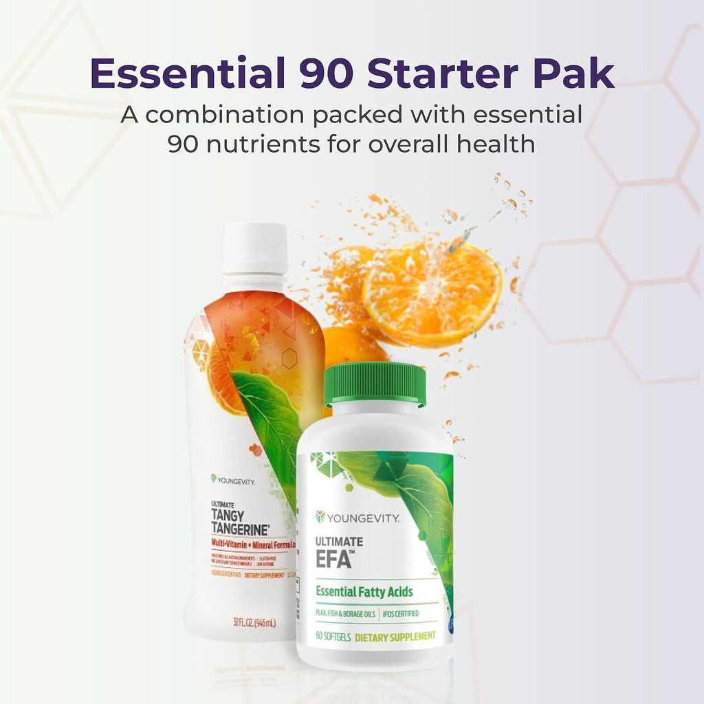Youngevity Essential 90 Pak - Multivitaminas líquidas completas + ácidos grasos esenciales - 30 porciones