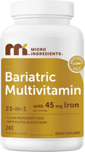 Micro Ingredients Multivitamínico Bariátrico Metilado con 45mg de Hierro para Mujeres y Hombres, 240 Cápsulas Vegetales | 23 Vitaminas Esenciales con D3, K2, Zinc y Más | Sin Rellenos, No Transgénico