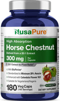 NusaPure Cápsulas de Castaño de Indias, 300 mg, 180 Cápsulas Veganas (No Transgénico, Vegano)