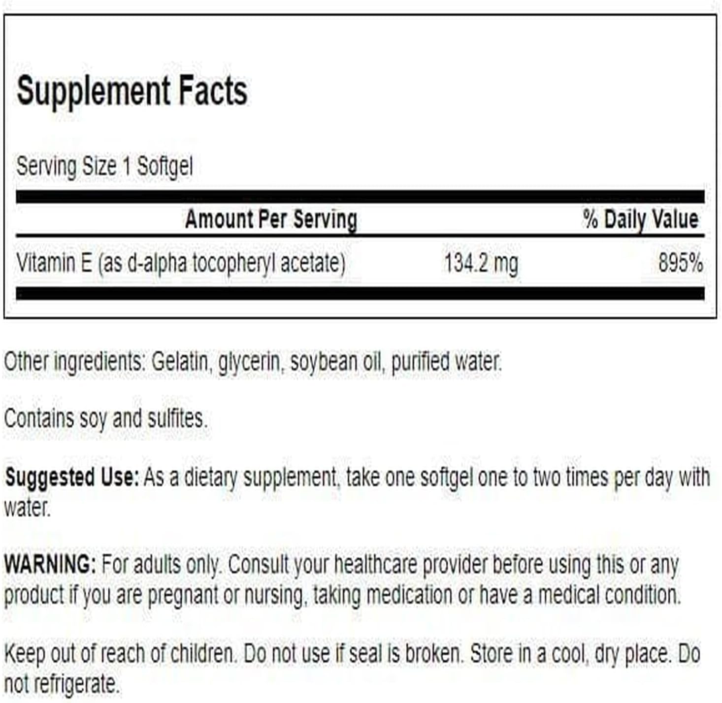 Swanson Vitamina E Natural 200 UI (134.2 mg) - 250 Cápsulas Blandas