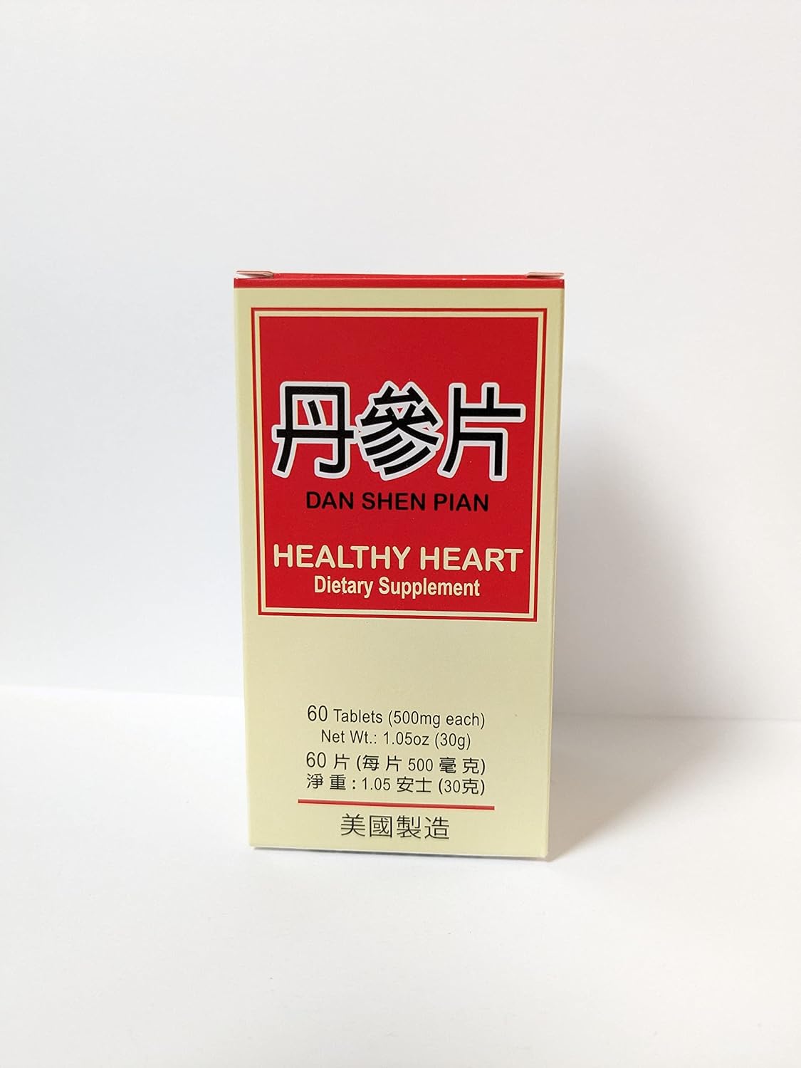 Healthy Heart - Dan Shen Pian Suplemento Herbal 60 Comprimidos 500mg