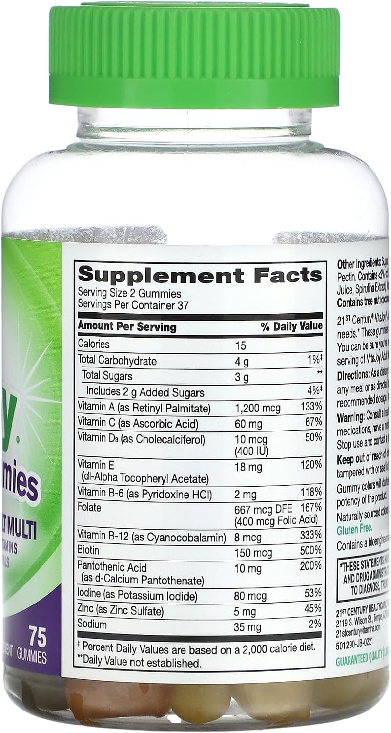 21st Century Vitajoy Multi Gummies, Sabores Naranja, Cereza y Fresa, 75 Gominolas