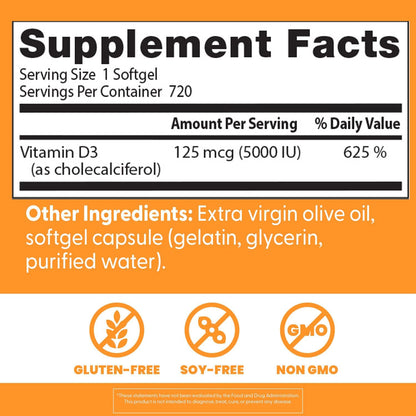 Doctor's Best Vitamina D3, 5000 UI, 720 – El mantenimiento de los dientes en condiciones normales. – Image 4