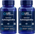 Life Extension Optimized Ashwagandha, 150 Cápsulas Vegetales (Pack de 2) - No OGM, Sin Gluten, Vegetariano