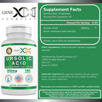 Genex Formulas Ácido Ursólico 300mg (180 Cápsulas) – Extracto de Romero, No-GMO, Sin Gluten, Vegetariano