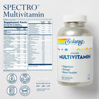 SOLARAY Spectro Multivitamin con Hierro - Complejo Multivitamínico con Calcio, Magnesio, Superalimentos y Enzimas Digestivas - Apoyo para Digestión, Energía y Salud Ósea (360 Cápsulas)