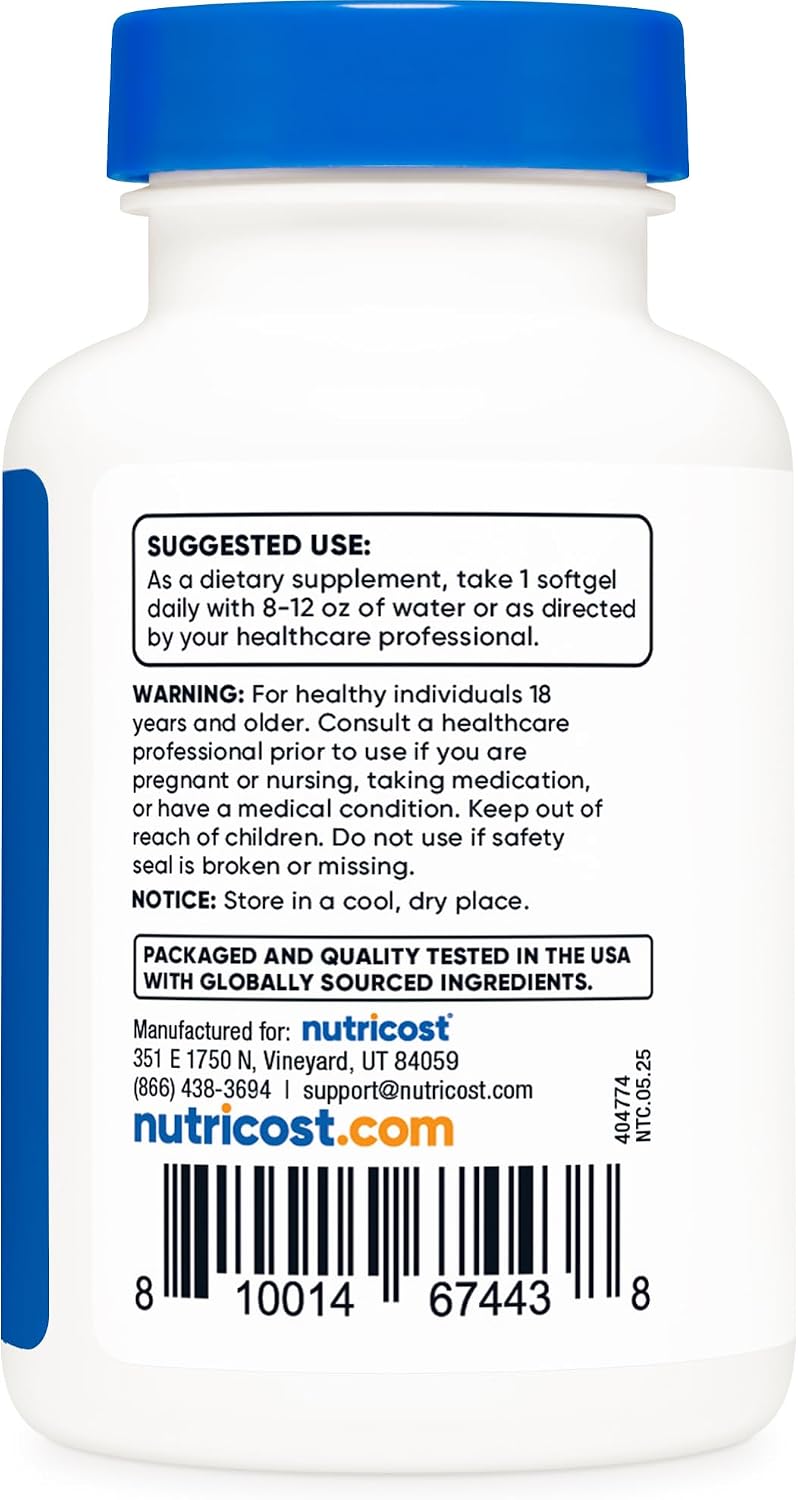 Nutricost Vitamina D3 2000 UI Softgels, 240 Cápsulas Blandas - No GMO y Sin Gluten