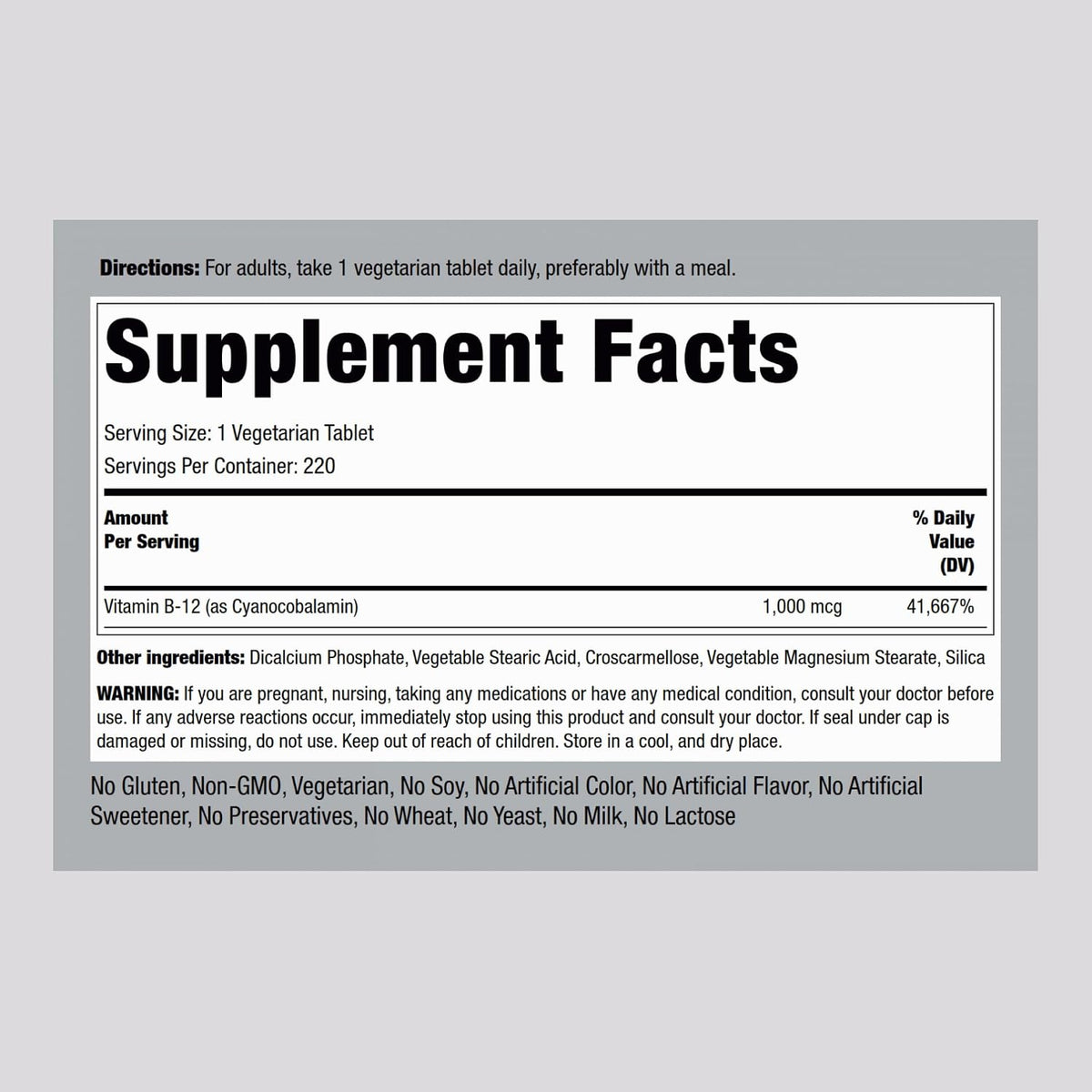 Vitamina B12 1000 mcg - 220 Comprimidos – Contribuye al funcionamiento normal del sistema nervioso. – Image 2