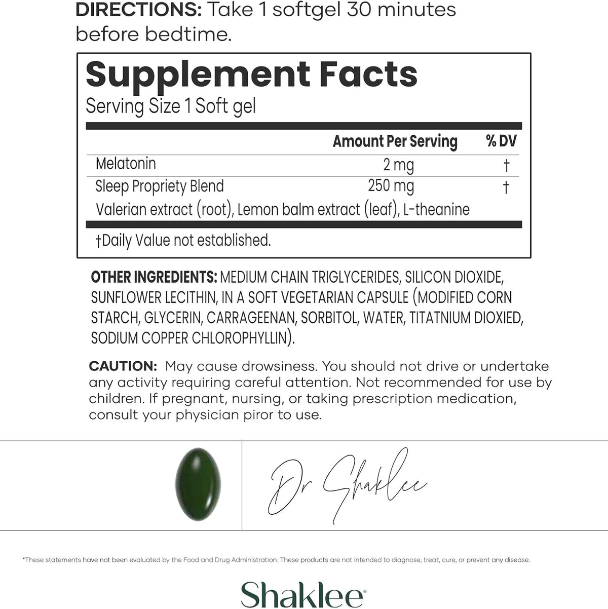 Shaklee Dream Serene - Ayuda para Dormir con Melatonina, Valeriana, Melisa y L-Teanina, 30 Softgels – Image 3