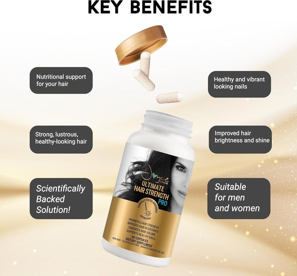 Joyce Giraud Ultimate Hair Strength Suplementos para el Cabello, 90 Días, 180 Cápsulas