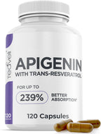 Suplemento Avanzado de Apigenina con Resveratrol – 50mg para Apoyo al Sueño sin Melatonina – 120 Cápsulas Veganas