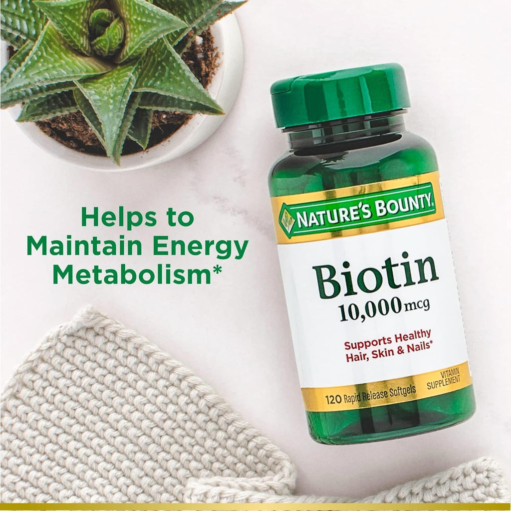 Nature's Bounty Biotina 10.000 mcg, Softgels de Liberación Rápida, 120 unidades (Pack de 2)