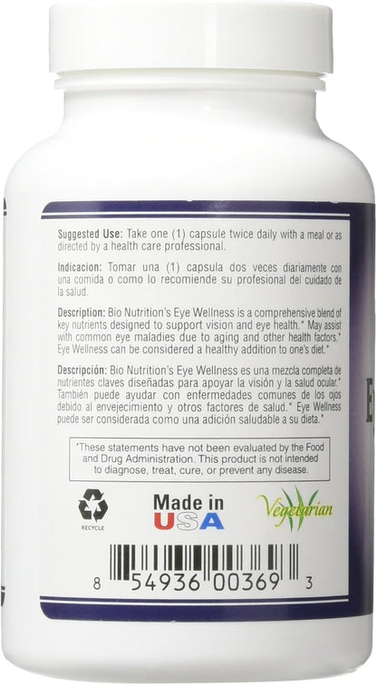 Bio Nutrition Eye Wellness con Zeaxantina Cápsulas Vegetarianas, 60 Unidades – Image 2