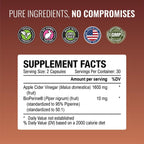 Approved Science Cápsulas de Vinagre de Manzana con 'The Mother' y BioPerine – 1600 mg – Vegano, No-GMO – 60 Cápsulas (Pack de 3)