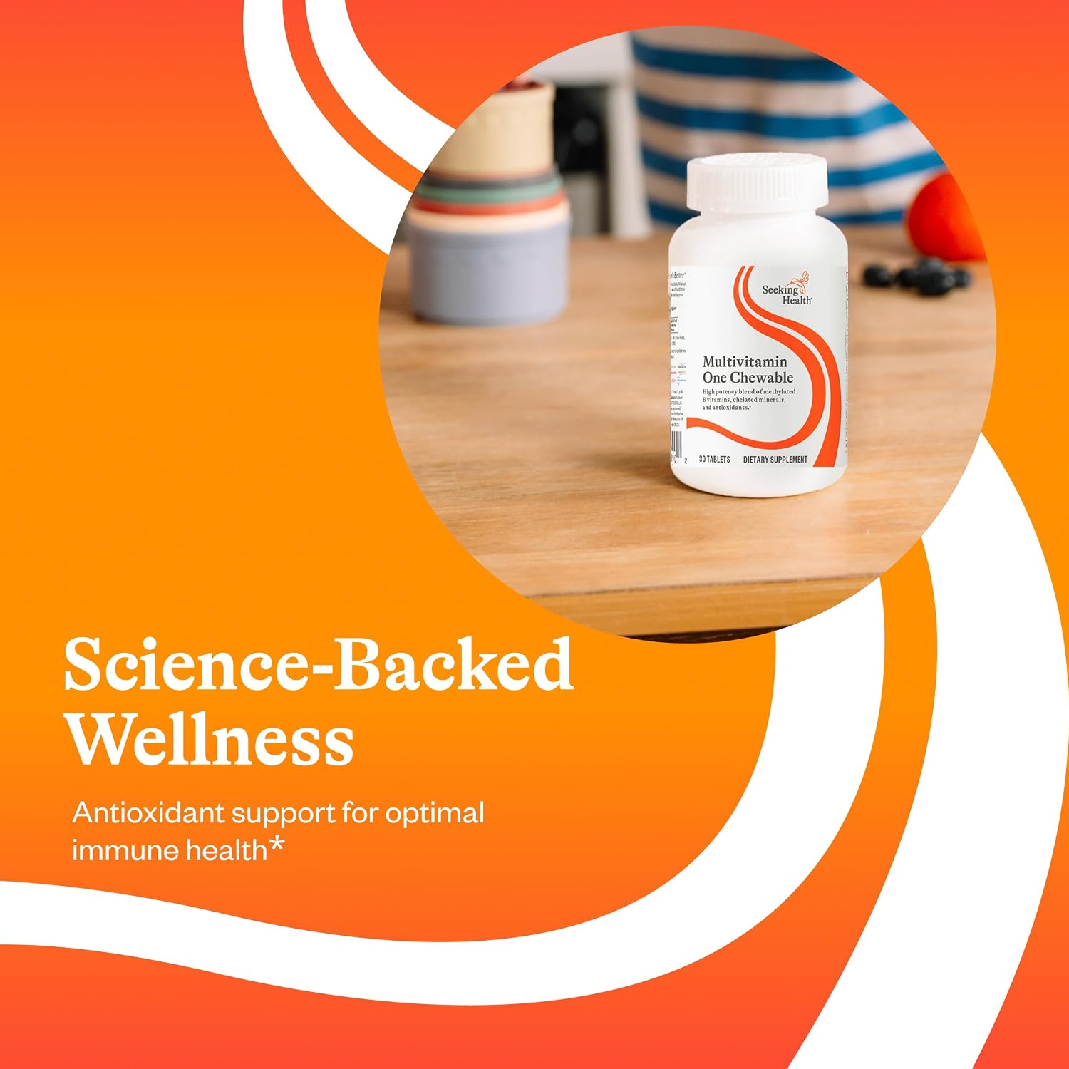 Seeking Health Optimal Multivitamin Chewable - Multivitamínico Masticable con L-5-MTHF, Vitamina B12 y D3