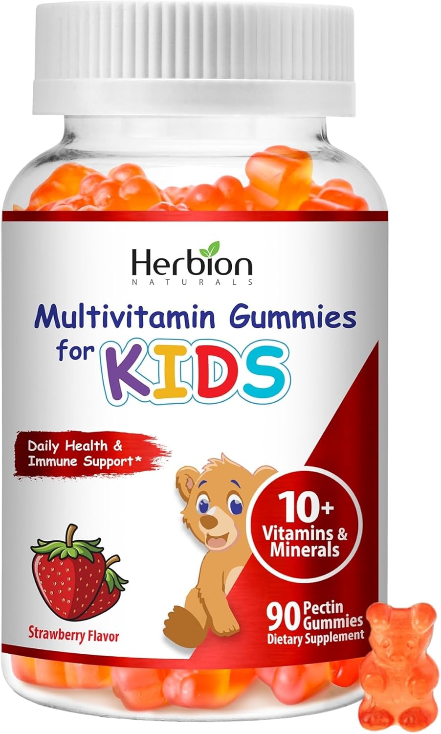 HERBION Naturals Gominolas Multivitamínicas para Niños - 90 unidades, Sabor Fresa