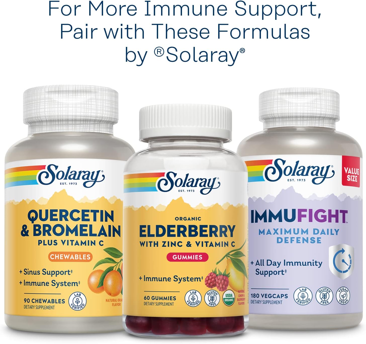 SOLARAY Vitamina C 500mg con Bioflavonoides Cítricos, 1:1 - 100 Cápsulas Veganas