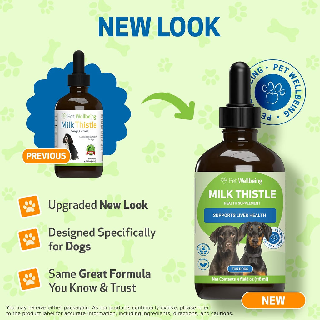 Pet Wellbeing Milk Thistle para Perros - Cardo Mariano Orgánico, Apoya la Función Hepática y la Desintoxicación - Certificado NASC - 118 ml