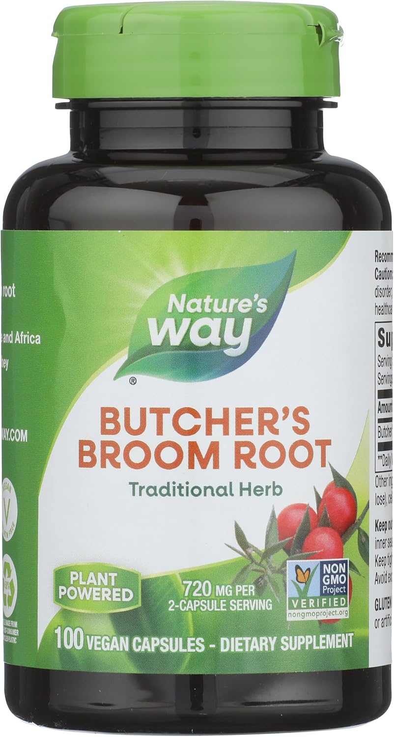 Nature's Way, Raíz de Brusco 470 mg, 100 Cápsulas