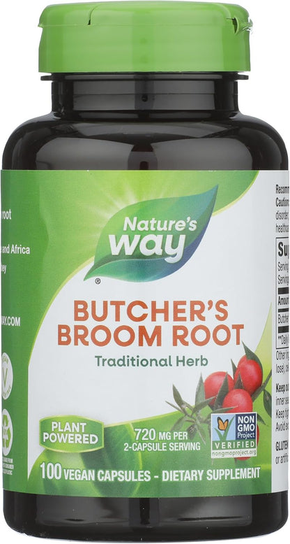 Nature's Way, Raíz de Escoba de Carnicero 470 mg, 100 Cápsulas – Image 1