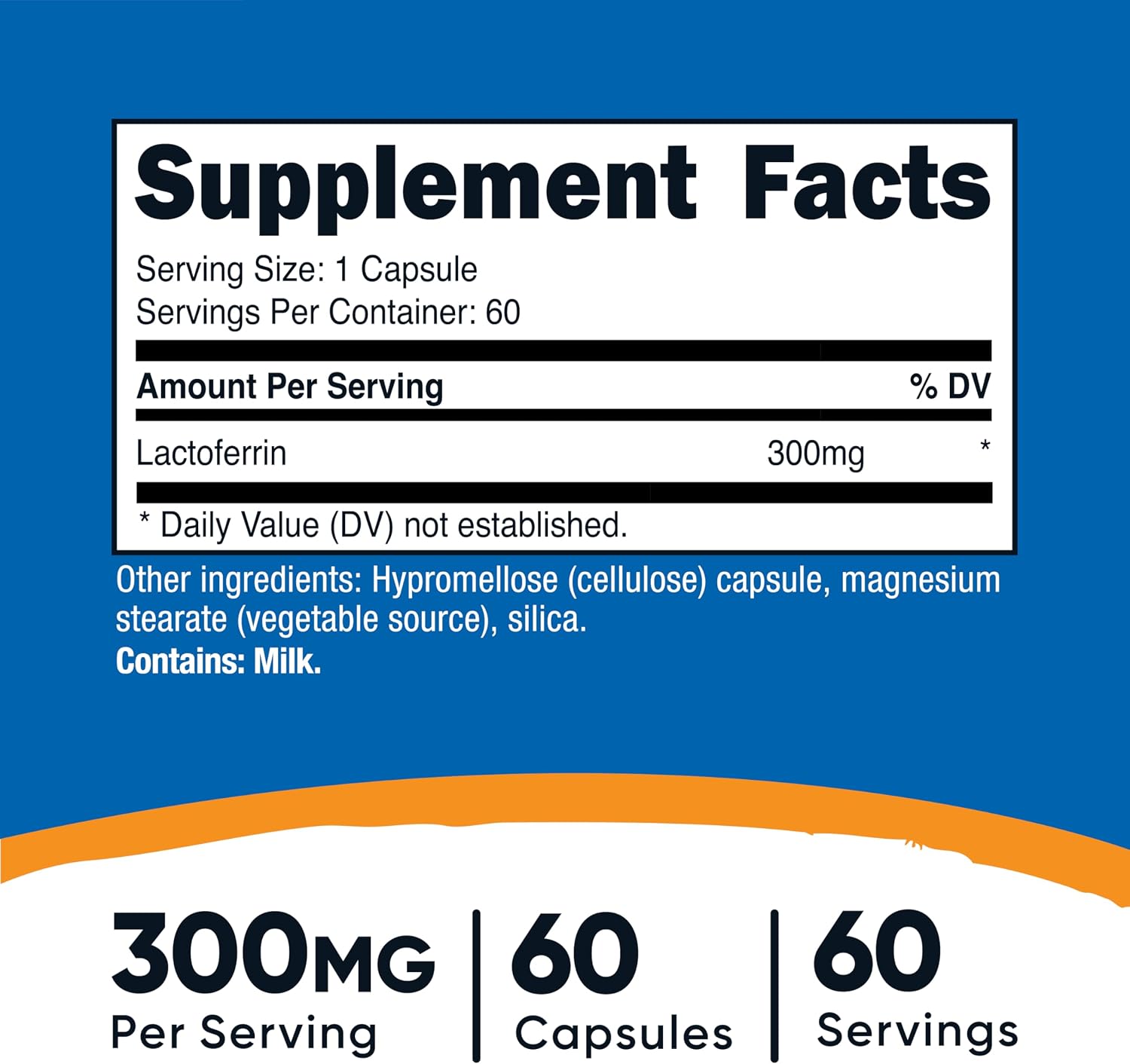 Nutricost Lactoferrin Capsules (60 Cápsulas, 300mg) - Sin Gluten, Vegetariano