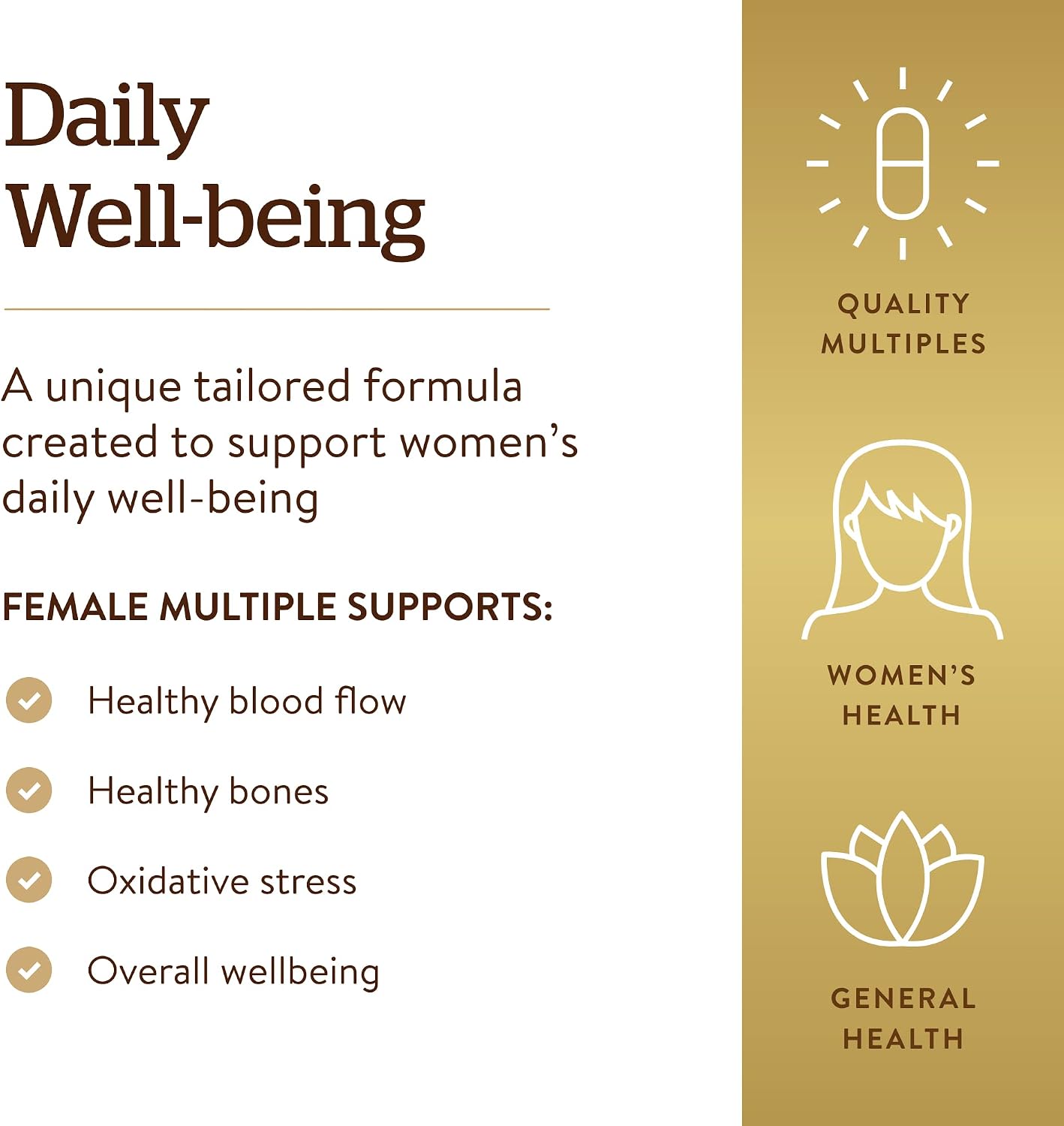 Solgar Female Multiple, 120 Comprimidos - Multivitamínico y Mineral para Mujeres con Fitonutrientes - Apto para Vegetarianos, Sin Trigo, Sin Lácteos, Kosher
