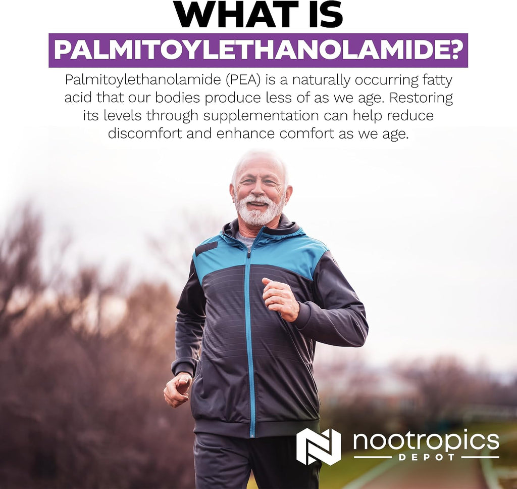 Nootropics Depot Palmitoiletanolamida (PEA) 400mg Cápsulas - Apoyo Articular, Nervioso e Inmune - 180 Cápsulas