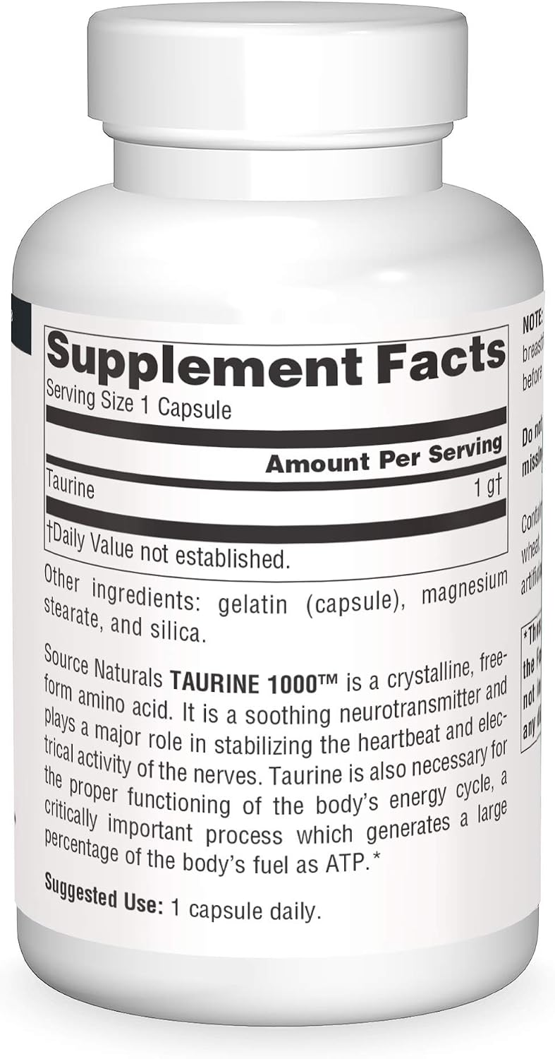 Source Naturals Taurina, 1000mg - 240 Cápsulas