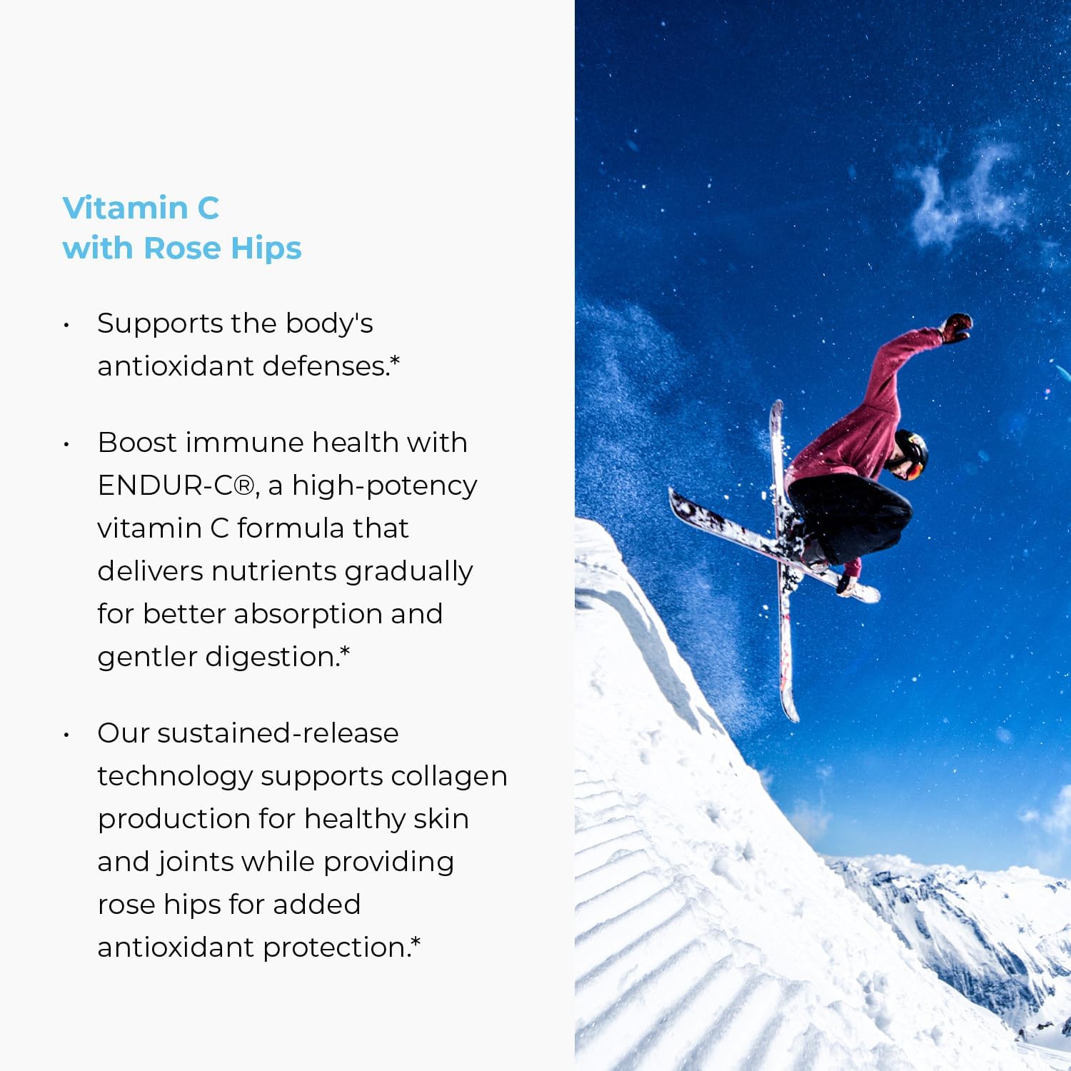 Endur ENDUR-C Vitamina C con Escaramujo, Liberación Sostenida, 1000 mg (60 Comprimidos)