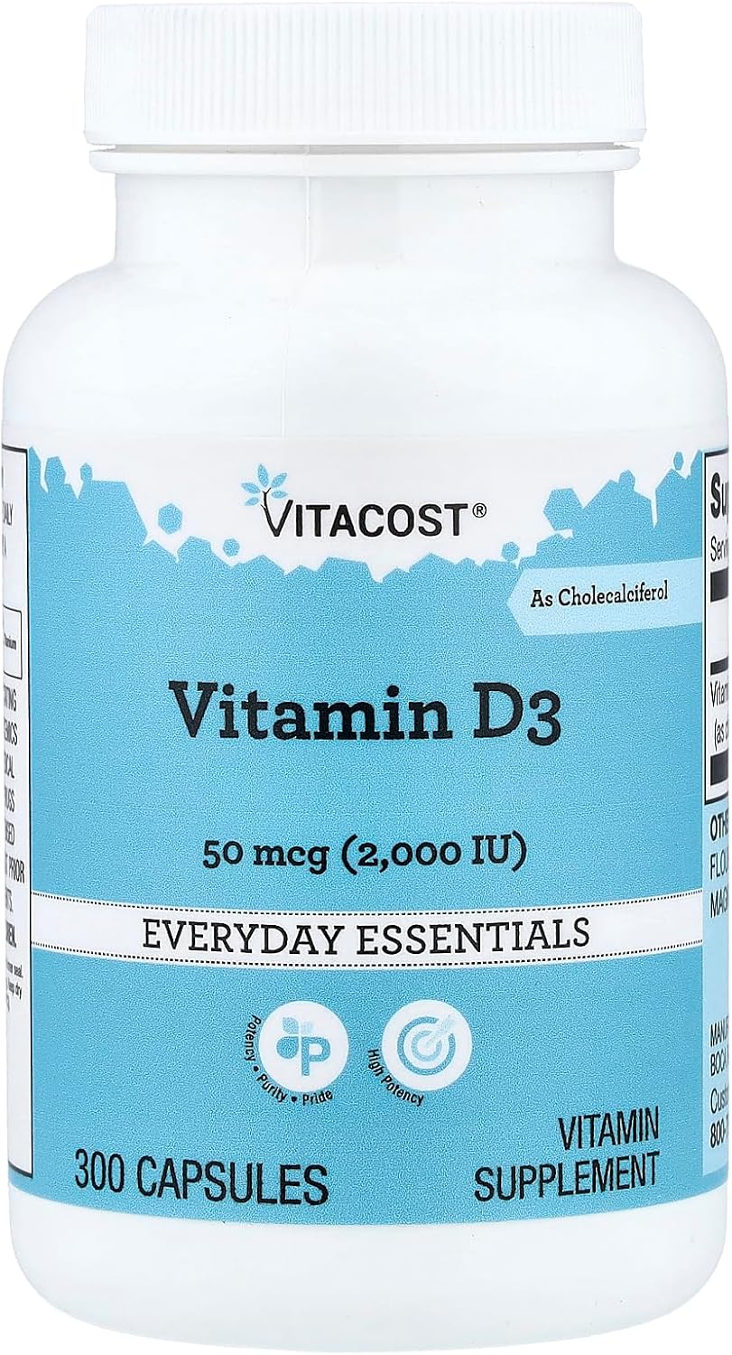 Vitacost Vitamina D3 (Colecalciferol) 2000 IU - 300 Cápsulas