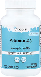 Vitacost Vitamina D3 (Colecalciferol) 2000 IU - 300 Cápsulas