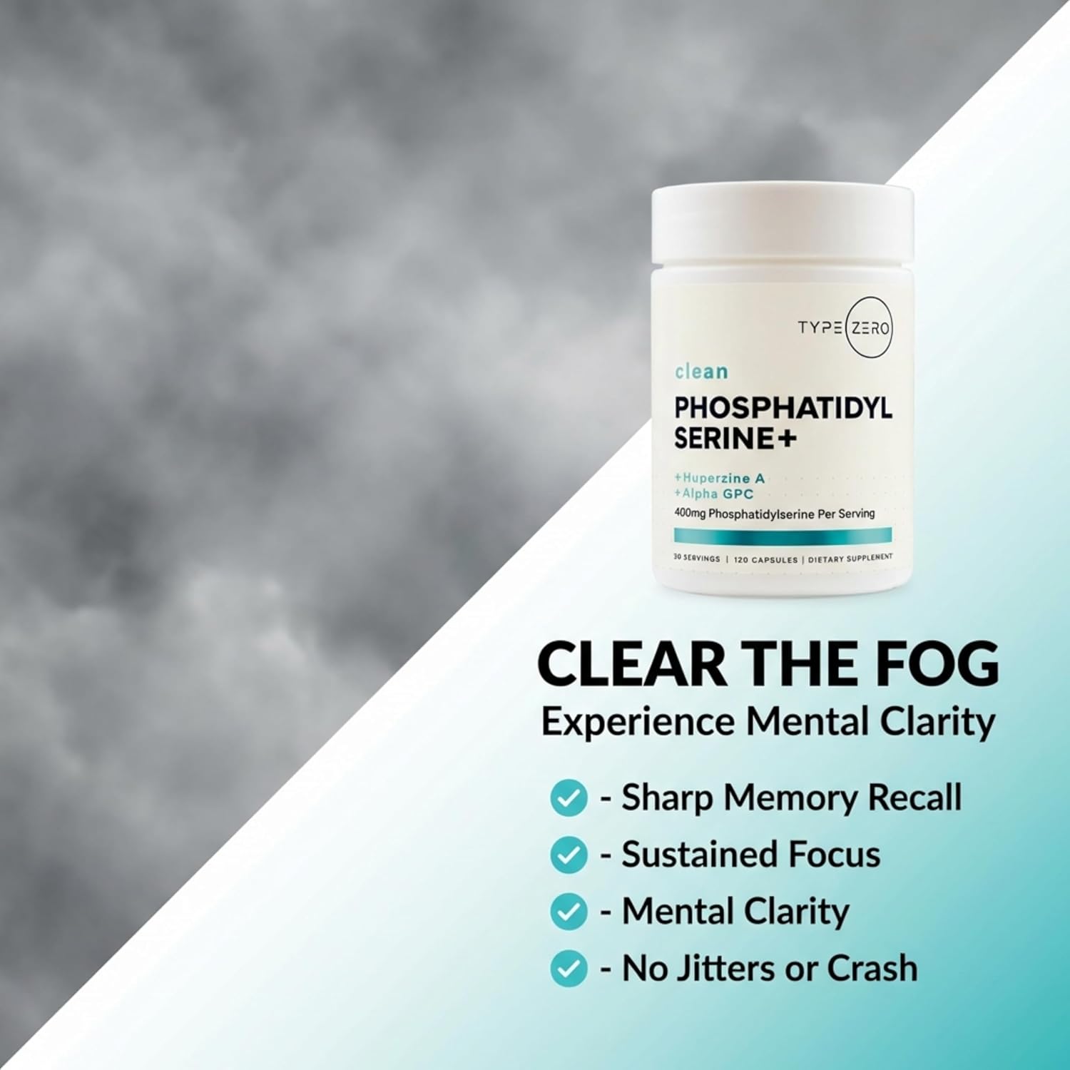 Phosphatidylserine 3X Strength - Suplemento de apoyo cerebral con Alpha GPC y Huperzina A