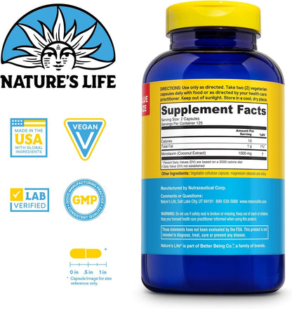 Nature's Life Monolaurin 1000 mg - Cápsulas – Equilibrio de la flora intestinal: Un microbioma intestinal – Image 2