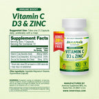 Immune Boost Complex – Vitamina C 900mg, D3 2500 UI y Zinc 25mg – Apoyo al Sistema Inmunitario – 60 Cápsulas Vegetales – Innervis Nutrition