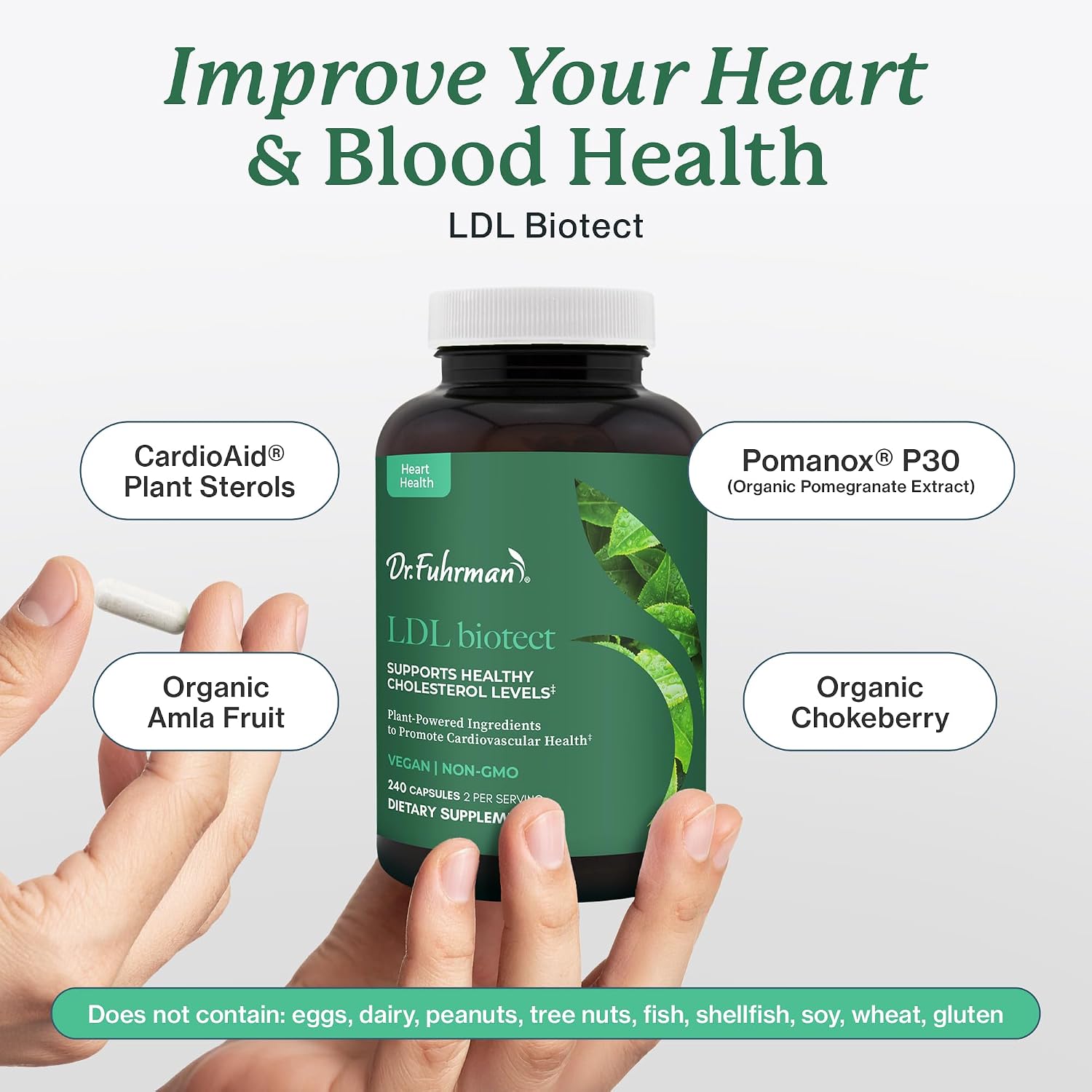 Dr. Fuhrman's LDL Biotect - Suplemento con Esteroles Vegetales y Extractos Orgánicos - 240 Cápsulas