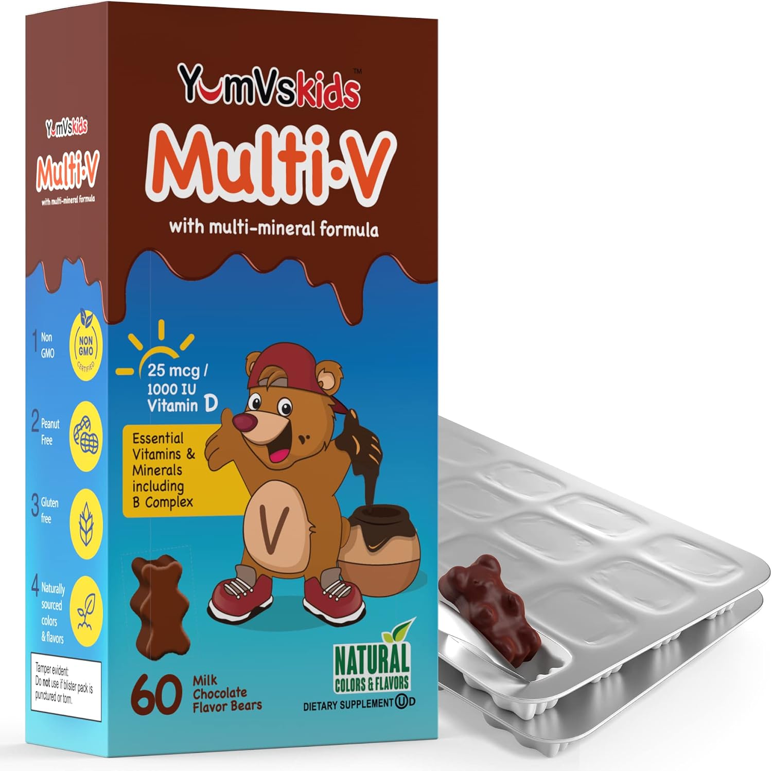 YUM-V'S Ositos de Chocolate Multivitamínicos para Niños - 60 Ositos de Chocolate Multivitamínicos