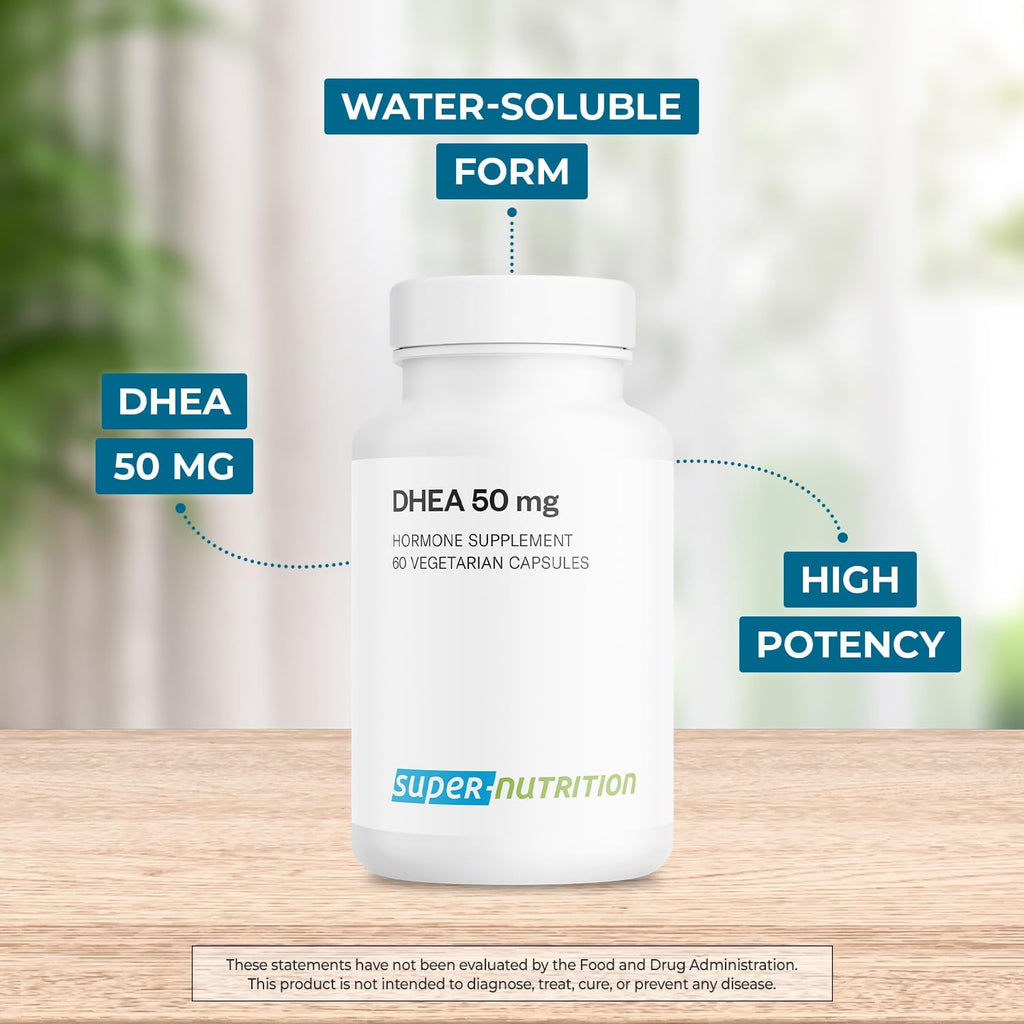 Supersmart - DHEA 50mg - Suplemento Esencial para Uso Diario | No Transgénico y Sin Gluten - 60 Cápsulas Vegetales