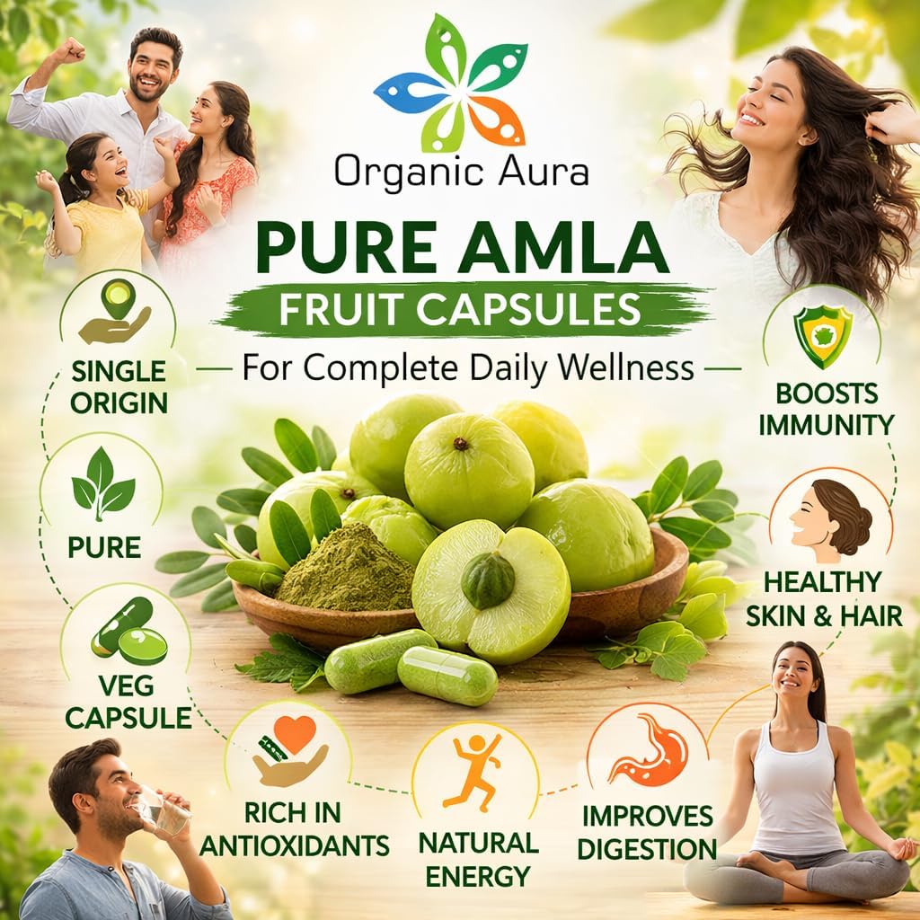 Cápsulas de Amla 1000mg - 120 Cápsulas Vegetales - Organic Aura