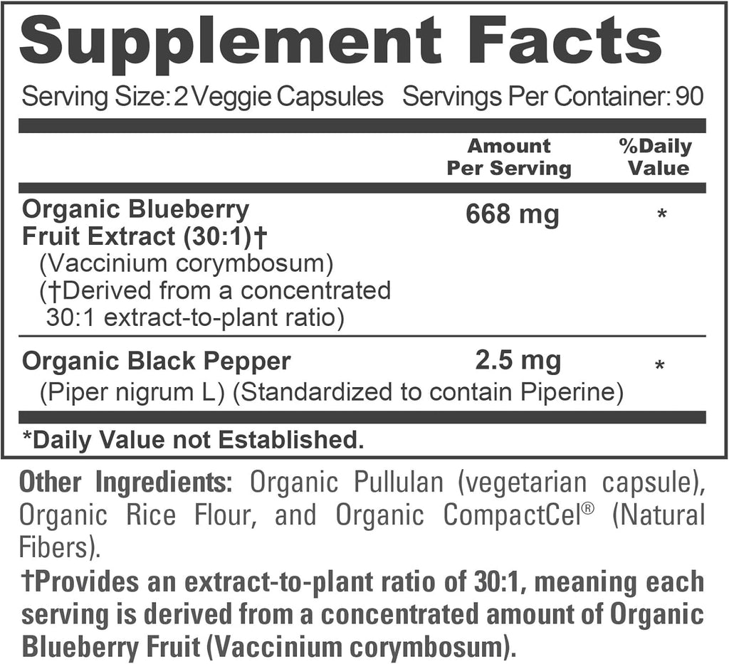 NusaPure Cápsulas de Arándano Orgánico, 668 mg, 180 Cápsulas Vegetales (No-GMO, Vegano, USDA)