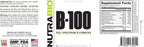 NutraBio B-100 – Complejo de Vitaminas B – Apoyo al Sistema Inmunológico, Cabello, Piel y Uñas – 90 Cápsulas Vegetales