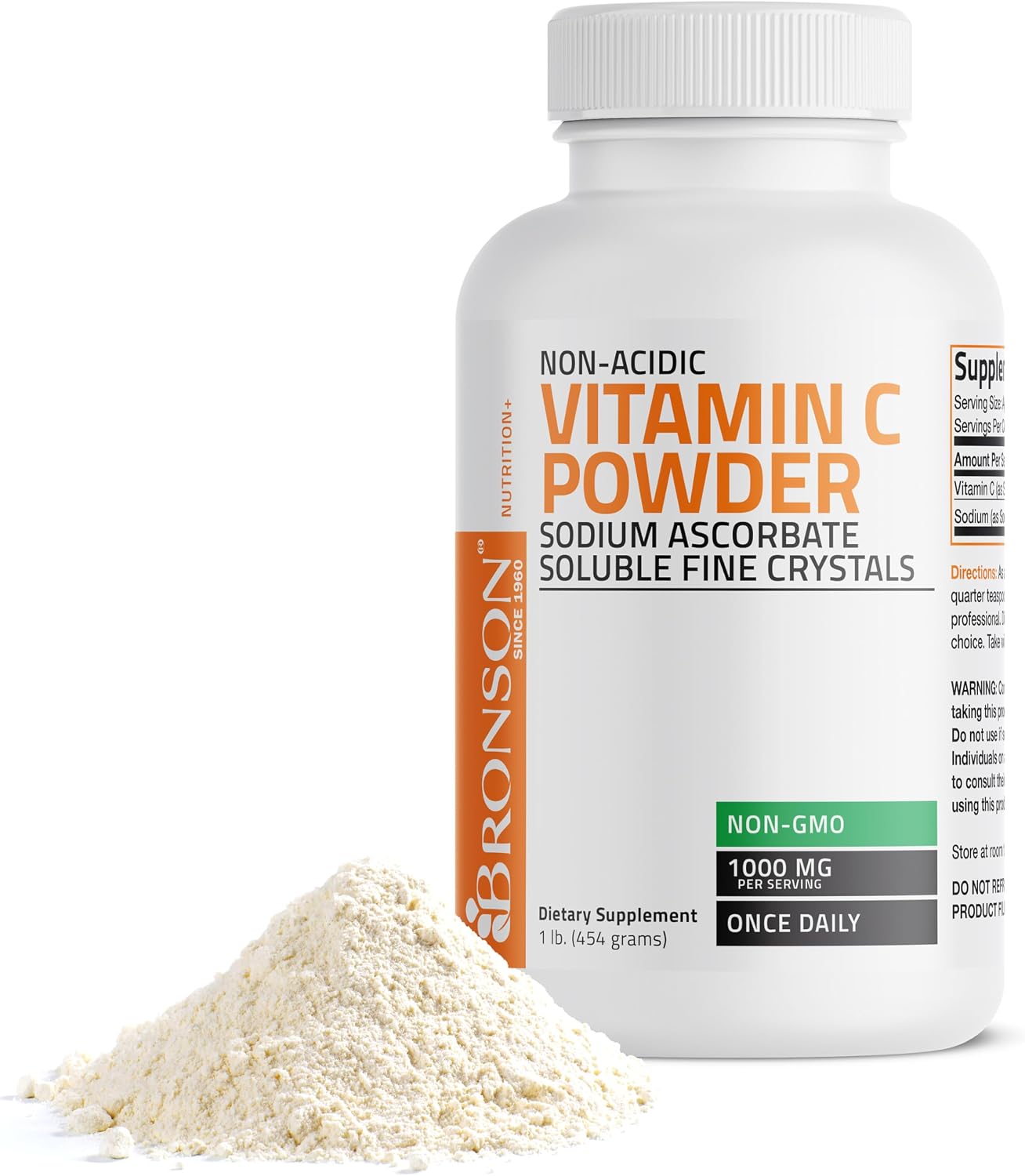 Bronson Vitamina C No Ácida en Polvo - Ascorbato de Sodio, 454g (1 libra)