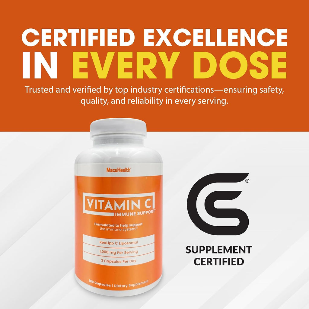 MacuHealth Vitamina C Liposomal 1000 mg por dosis - Alta biodisponibilidad con antioxidantes liposolubles - 3 meses de suministro