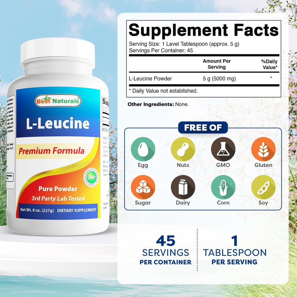 Best Naturals L-Leucina en Polvo Pura 227 g