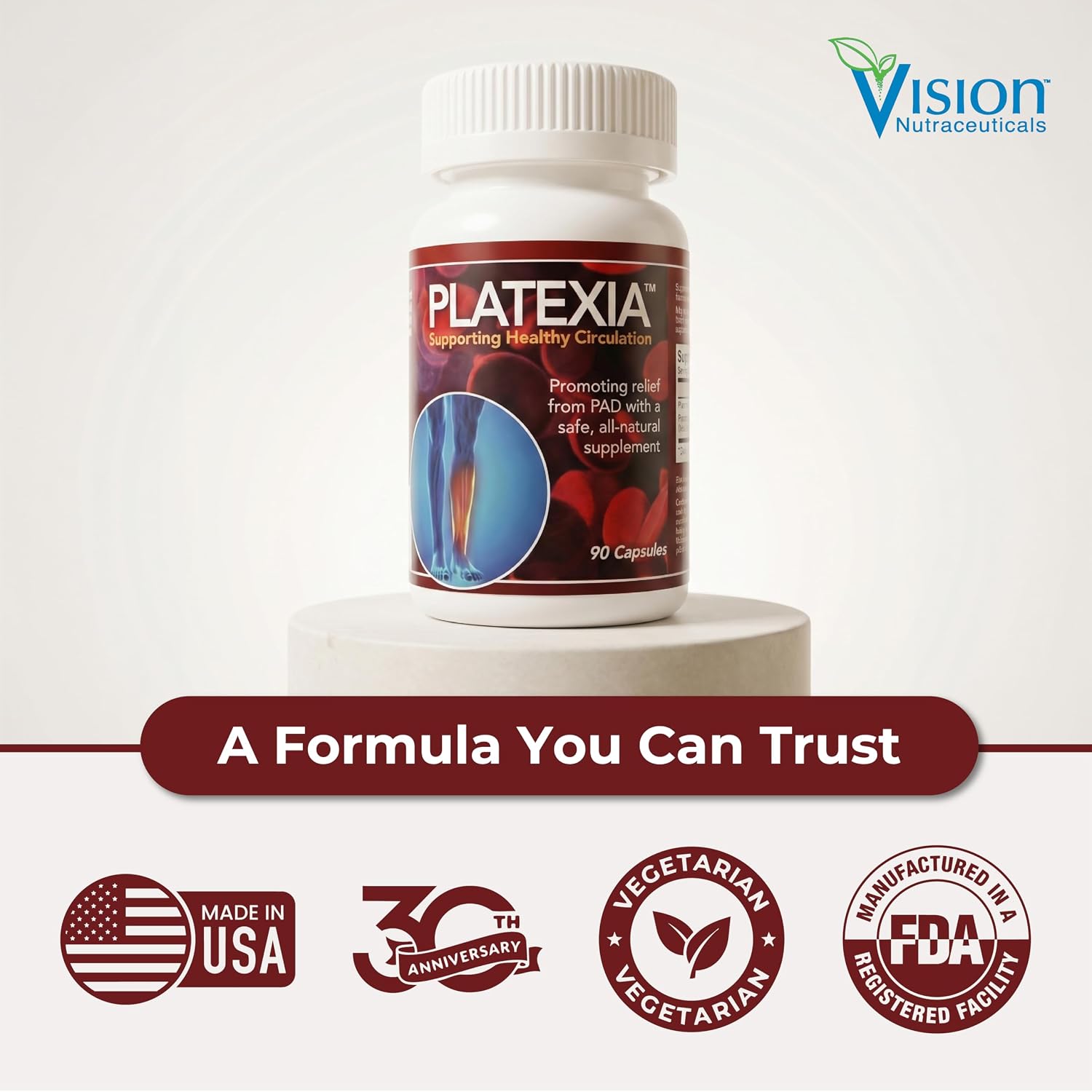 Vision Nutra Platexia con 3.000 FU Nattokinasa NSP-2 | 90 Cápsulas Veganas