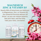 Kappa Nutrition Magnesio 4-en-1, 280mg Magnesio Elemental (Bisglicinato, Malato) + Zinc y Vitamina D3, 120 Cápsulas Veganas
