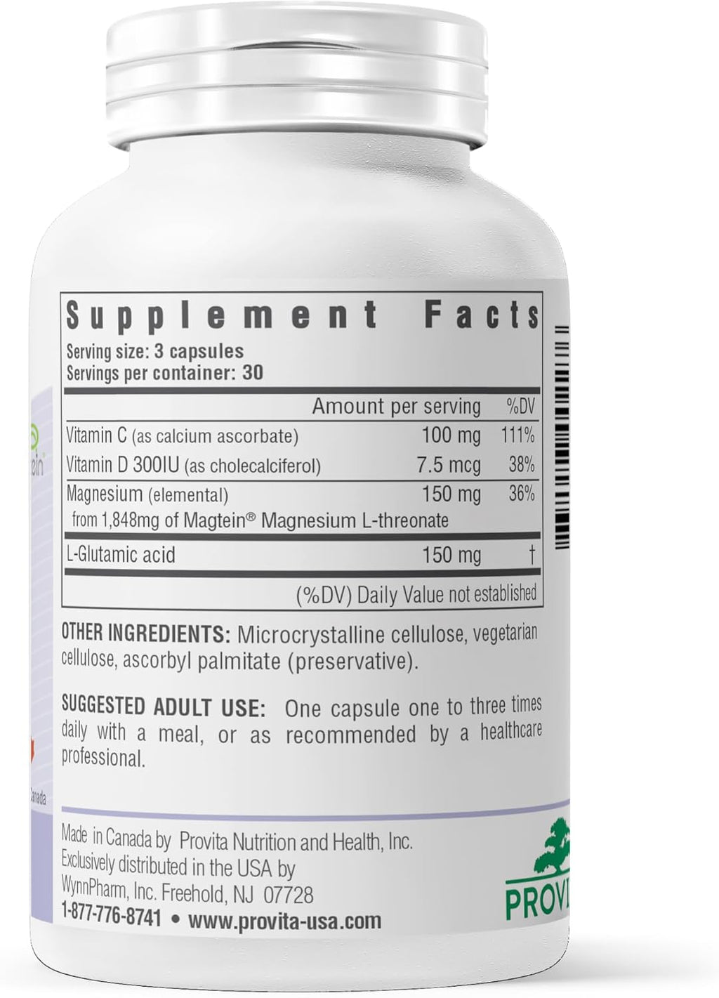 Provita Magnesio L-Treonato | Apoyo Cognitivo y Equilibrio Electrolítico Cerebral | 50 mg de Magnesio Elemental | Cápsulas Veganas